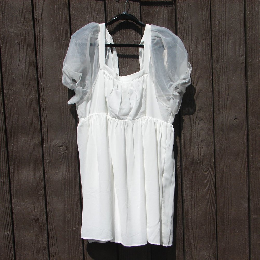 White Summer Dress with Puffy Sleeves Size 1x Wedding Beach Chic Soul Brand